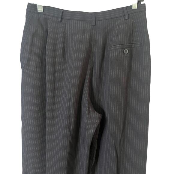 Larry Levine Women’s Dress Pants 10 Black Pinstripe Wool Blend Lined Career Work - Picture 6 of 9